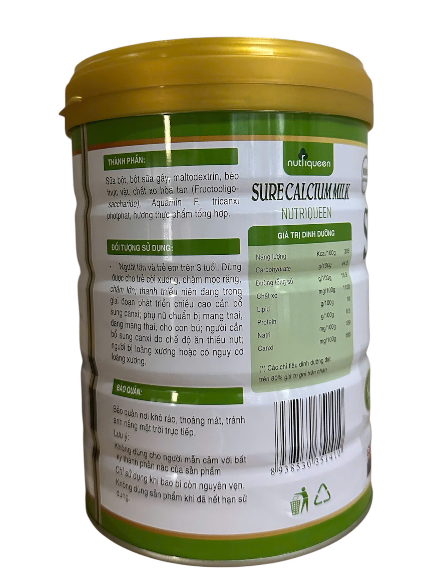 SỮA SURE CALCIUM MILK NUTRIQUEEN 900gr